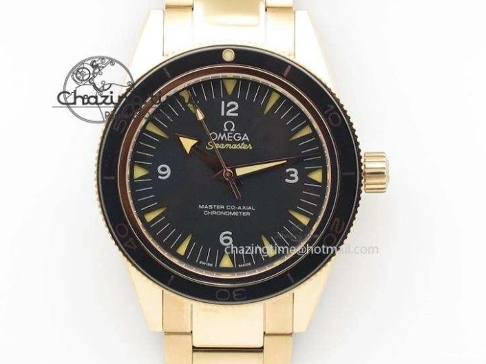 0515 Elegant Seamaster Pro Chrono RG OM Best Edition Black Ceramic Black Dial On Gummy Strap A 8128